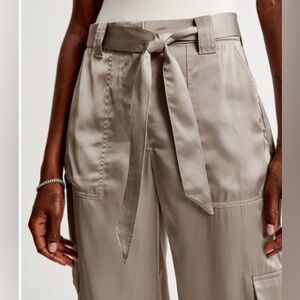 Abercrombie & Fitch Women's Satin Tie-Waist Cargo Pants